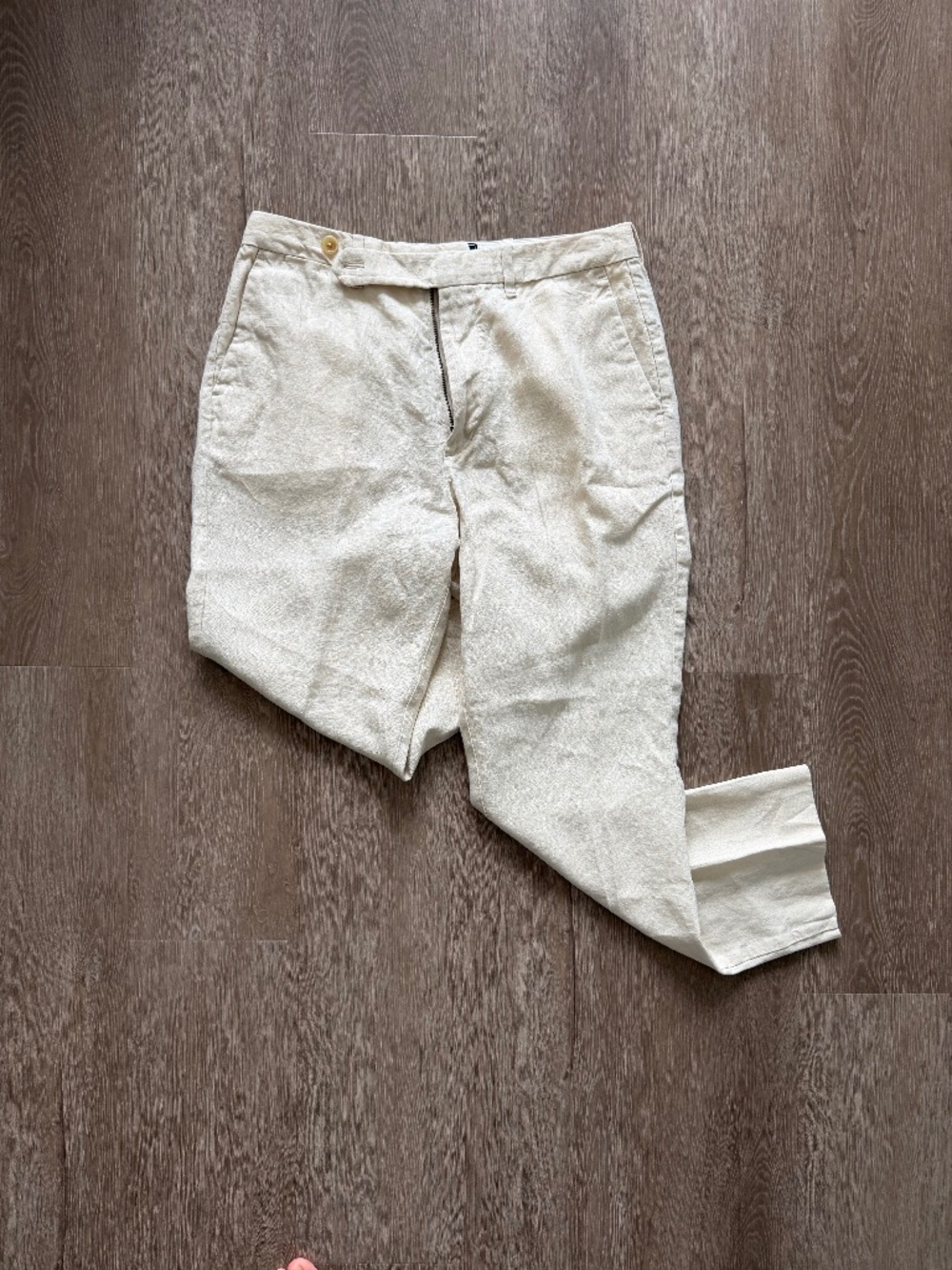 Todd Snyder Straight Fit Linen Tab Trouser in Sand Dollar, 32x30